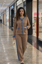 Ensemble femme chic en maille – Veste + Pantalon
