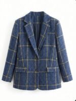 Veste élégante à carreaux – Bleu marine