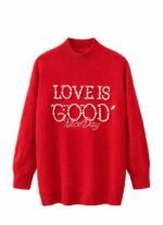 Pull femme d’hiver brodé – Love Is Good Nice Day
