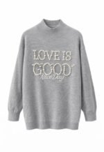 Pull femme d’hiver brodé – Love Is Good Nice Day – Image 5