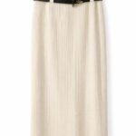 Jupe longue plissée femme avec ceinture