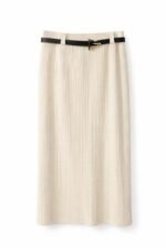 Jupe longue plissée femme avec ceinture