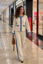 Ensemble femme chic en maille – Veste + Pantalon – Image 2