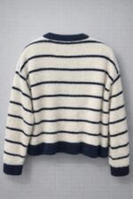 Cardigan femme rayé à boutons perlés – doux et chaud – Image 7