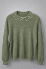 Pull femme élégant avec col perlé – Pull chaud hiver chic