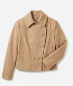 Veste courte beige élégante à double boutonnage – style moderne et chic