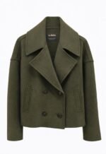 Veste courte vert olive élégante à double boutonnage – style moderne et tendance