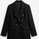 Blazer noir élégant à double boutonnage – coupe chic et intemporelle