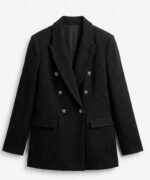 Blazer noir élégant à double boutonnage – coupe chic et intemporelle